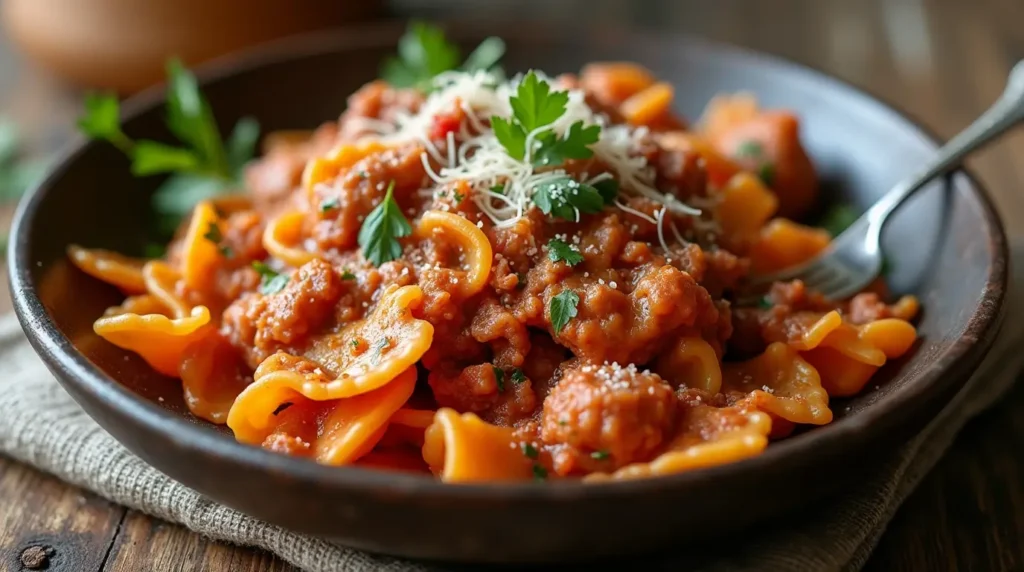 Beef and Bowtie Pasta